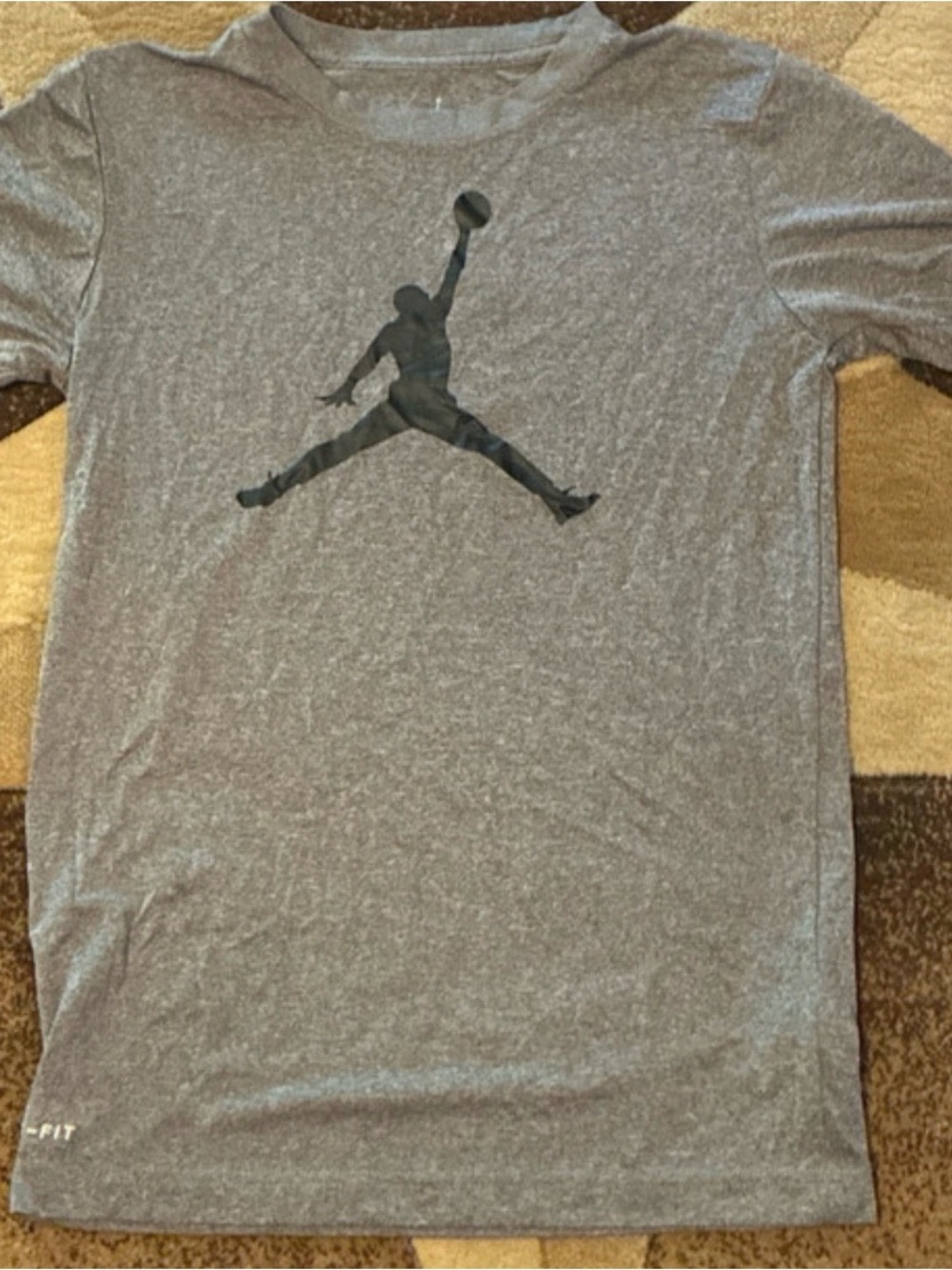 Jordan Boys Gray Jumpman Dri-FIT Short Sleeve Shirt